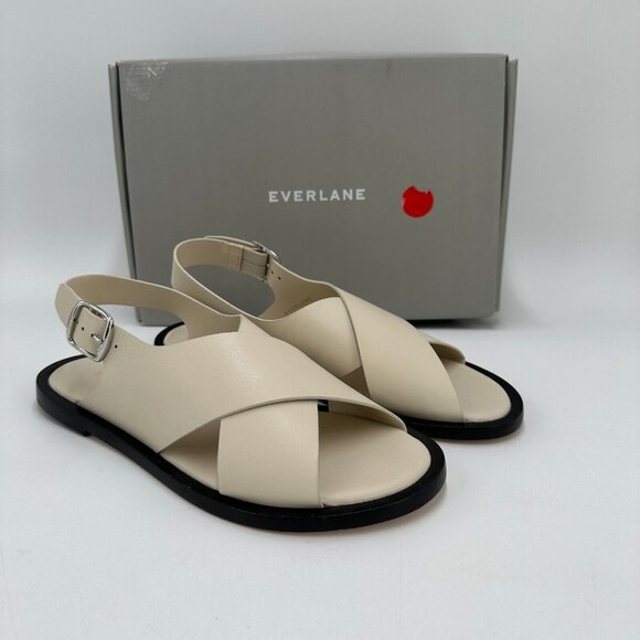 Everlane Shoes - Everlane The City Crossover Sandals sz 7 Parchment Leather Ankle Strap Buckle